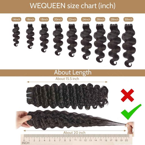 Wequeen 16A Body Wave Human Hair Bundles 26 Inch 100% Unprocessed Brazilian Virgin Hair Quick Weave Bundles Human Hair Extensions Real Human Hair, Natural Black