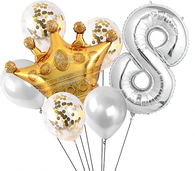 40 Inch Silver Number Balloons, Helium Mylar Foil Number Balloons for Birthdays, Number 8 Balloon for Party Wedding Bachelorette Birthday Bridal Shower Graduation Anniversary Celebration Party Decorations Supplies