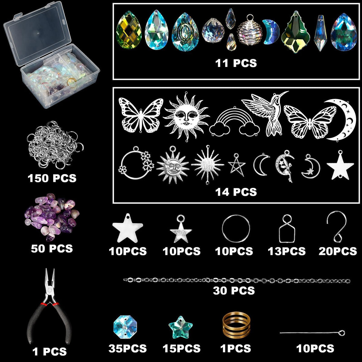 400Pcs DIY Suncatcher Making Kits,Crystal Suncatcher Prism Kit