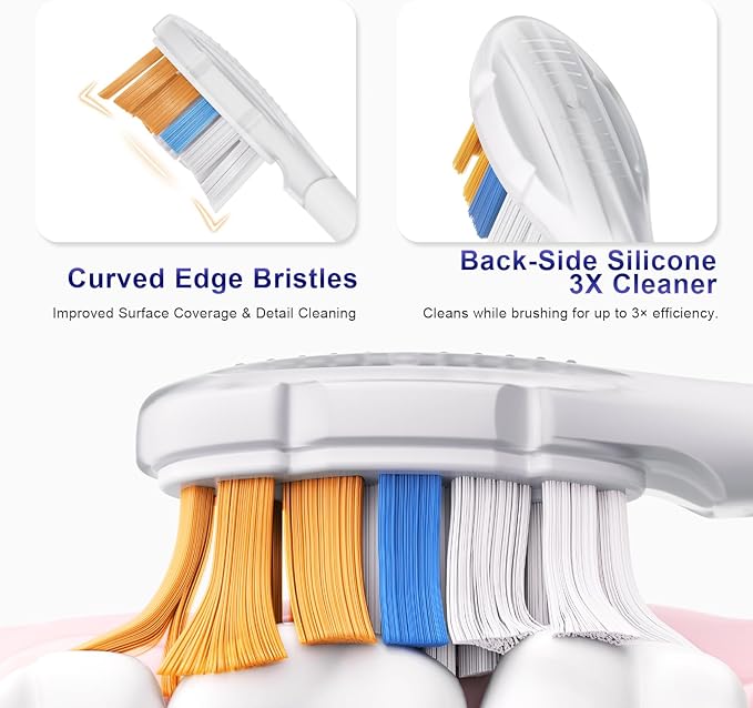 Replacement Toothbrush Heads, Compatible with Philips Sonicare Click-on Handles Replacement Brush Head with All-in-One Cleaning Electric Toothbrush Head, 8 Pack Replacement Heads
