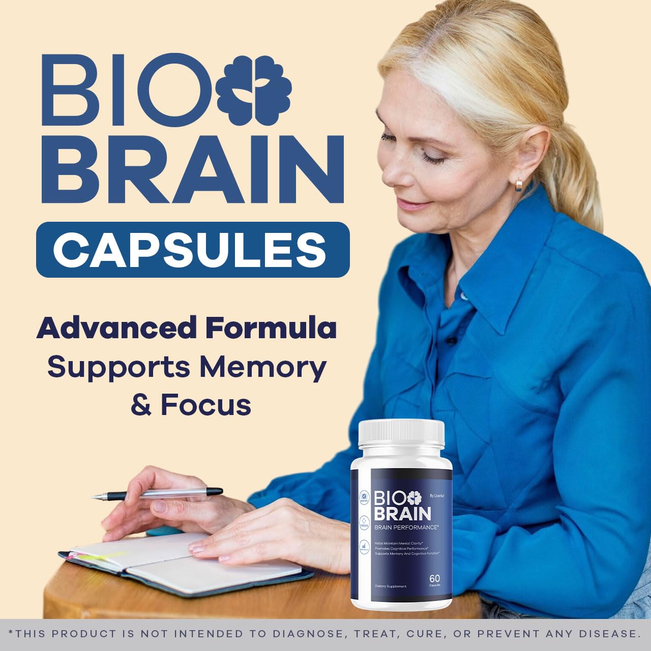 (2 Pack) Bio Brain Capsules - Official BioBrain Supplement Pills Daily Support Brain & Memory Focus All Natural Advanced Premium Formula for Overall Health & Wellness, 120 Capsules for 2 Months