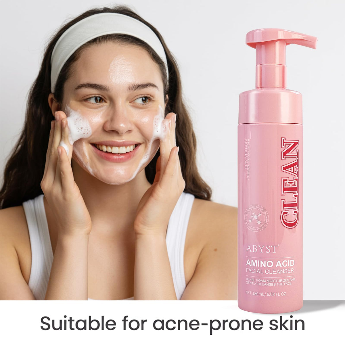 CJMJIM Foam Facial Cleanser - 2-in-1 Makeup Removing Face Wash with Hyaluronic Acid & Amino Acids, Moisturizing Formula for Dry to Combination Skin, Gentle Daily Cleansing (1)