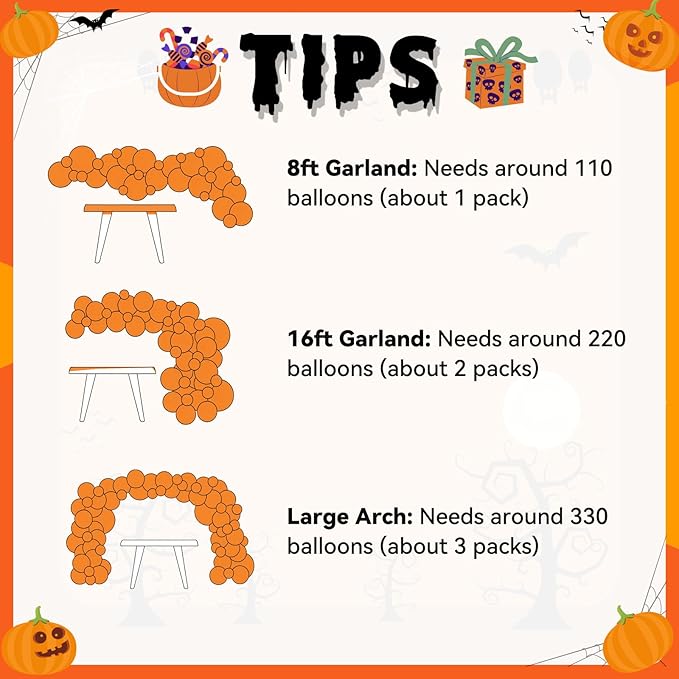 Orange Halloween Balloon Arch Garland, Orange Sand White Party Balloons with Ghost 18-In Strip Foil Balloon Eyeball Balloons Apricot Black Dot Latex Balloon Bat Sticker for Halloween Party Supplies