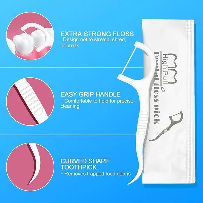300 Count Professional Dental Floss Picks for Teeth Travel Pack, Picks Flosser for Adults Teeth Cleaning Dental Flossers for Family