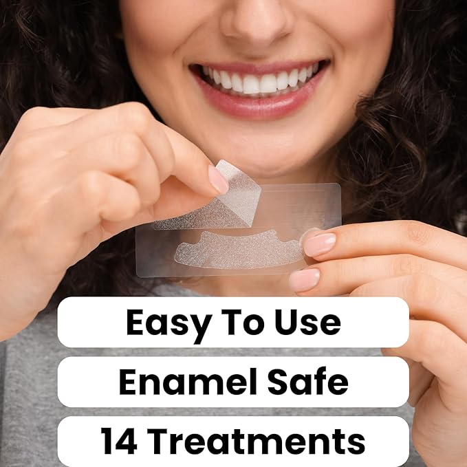 Natural Teeth Whitening Strips – Enamel Safe Gentle Whitening for Sensitive Teeth, Vegan-Friendly White Strips Without Peroxide or Bleach, 14-Day Treatment with 28 Count Supply
