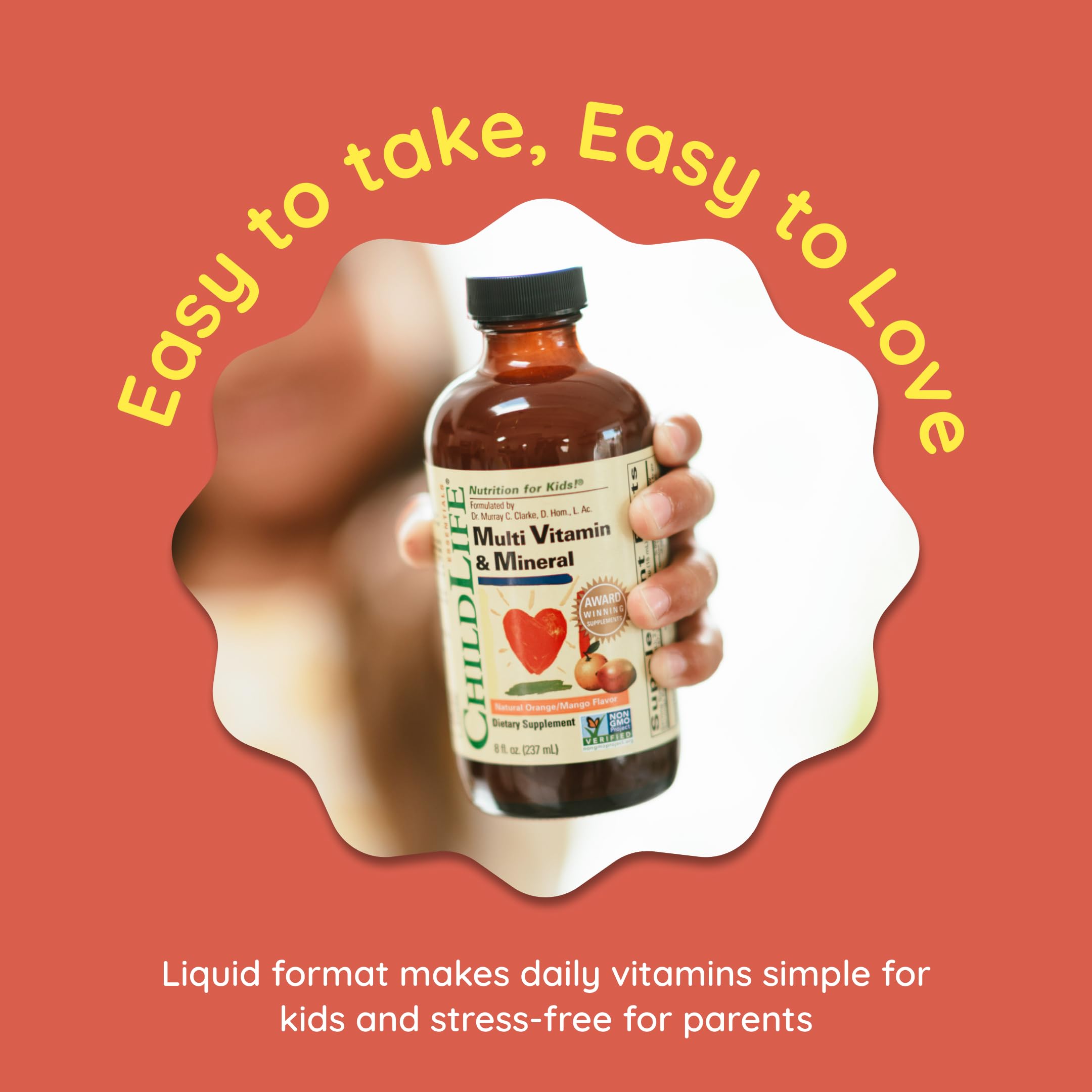 CHILDLIFE ESSENTIALS Kids Multivitamin & Mineral - Vitamins for Kids, Liquid Multivitamin Supplement for Toddler & Baby Wellness - Natural Orange & Mango Flavor, 8 Fl Oz (Pack of 1)