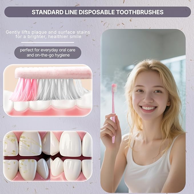 480-Pack Disposable Toothbrushes Individually Wrapped, Soft PBT Bristle Bulk Portable Travel Toothbrushes for Adults & Kids, Guest Bathroom, Hotel, Camping, Donation - 4 Gemstone Colors