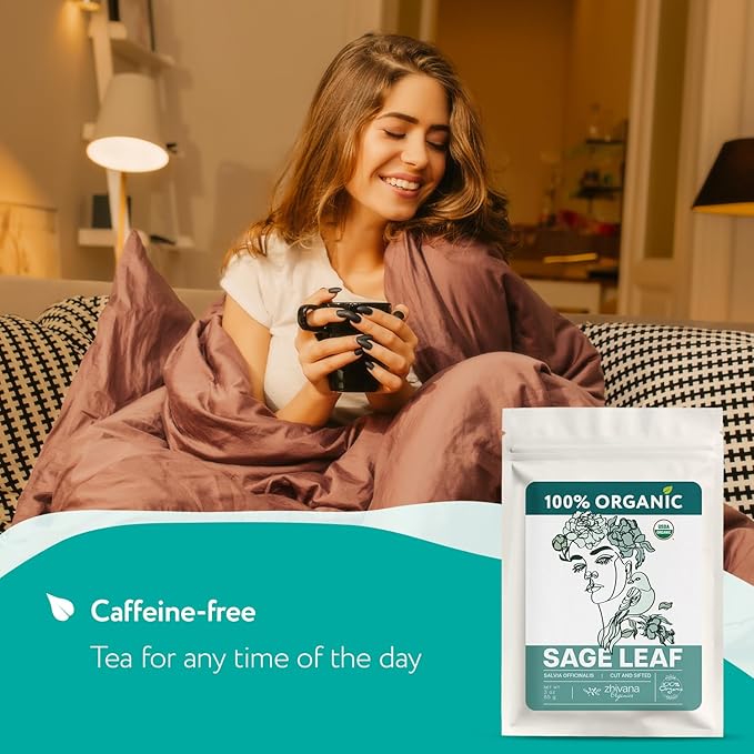 Organic Sage Leaves (4 oz.) - Sage Tea Loose Leaf (Salvia officinalis) – Salvia Tea for Mind & Body Wellness - Focus and Clarity