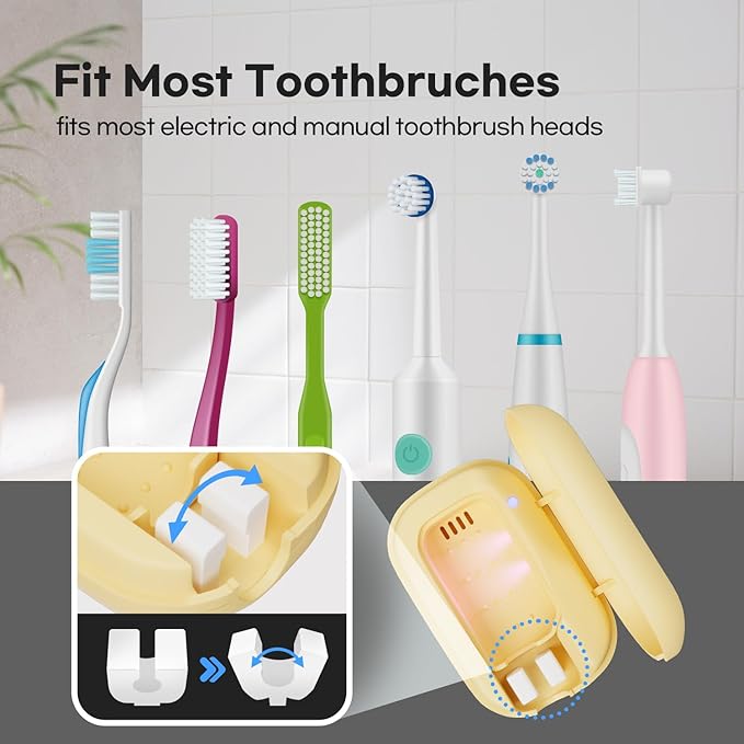 HuBDIC HubiCare Toothbrush Case, Pastel Color Portable Mini Toothbrush Covers with Holder, Rechargeable Travel Home Toothbrush And Holder, Cleaner Case for All Electric & Manual Toothbrushes (Blue)