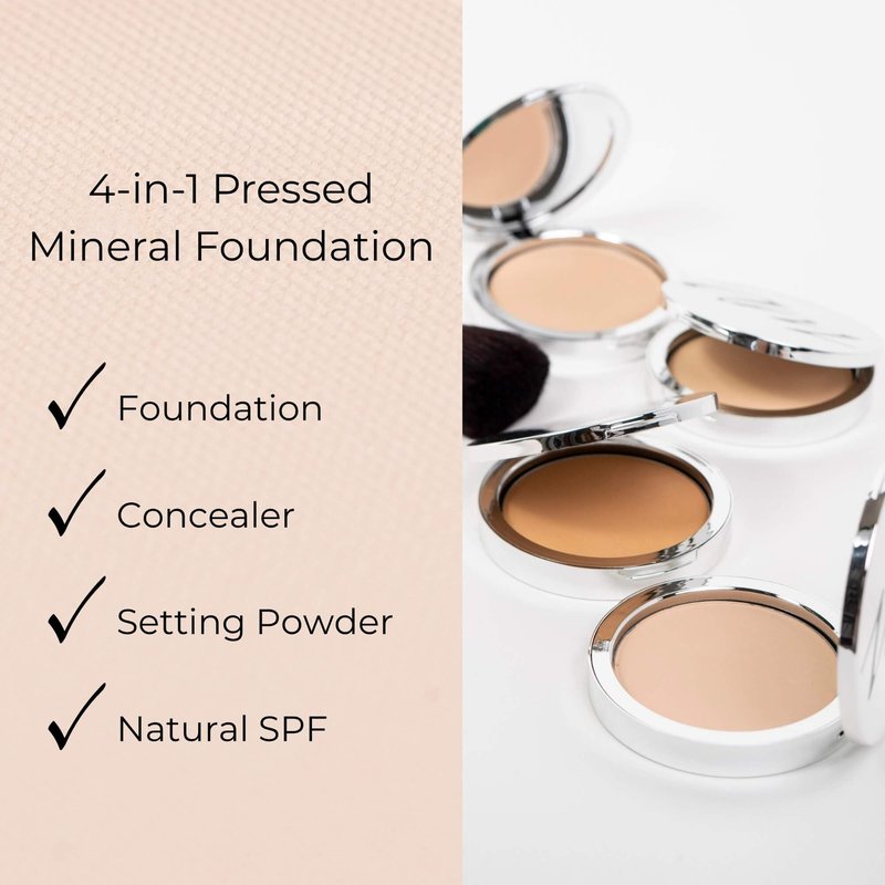 Advanced Mineral Makeup 4-in-1 Pressed Foundation Powder with Natural SPF, Concealer & Finishing for Medium to Full Coverage Foundation, Mineral-Based (Taylor, .35 oz)