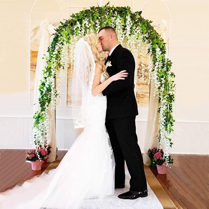 CLONG 5pack Wisteria Garland Flower Garland Artificial Flowers Wisteria Vines Fake Ivy Flowers Total 33ft (White)
