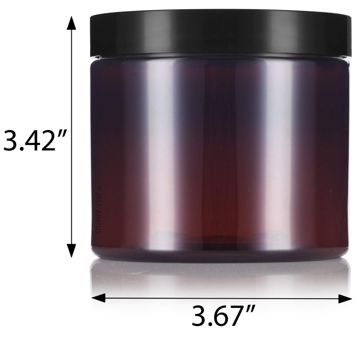 (8 Pack) 16 oz Amber Plastic Wide Mouth Jar with Black Lids