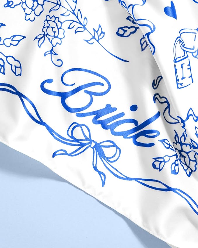 xo, Fetti Bride Head Scarf, 27x27 in | Bachelorette Bandana, Bridal Headwear, Bach Party Accessory, Bridesmaid Gift, White Wedding Handkerchief, Something Blue Silk Hat