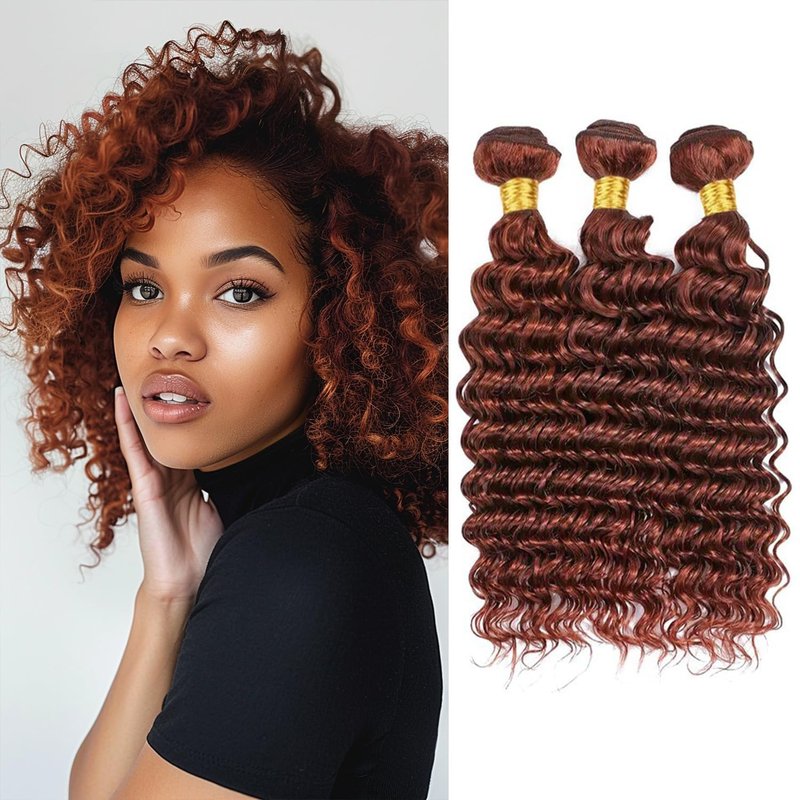 Ailabi Brazilian 33 Color Reddish Brown Human Hair Bundles 8 10 12 Inch Deep Wave Bundles Human Hair 11A Unprocessed Virgin Quick Weave Sewn In Hair for Black Women