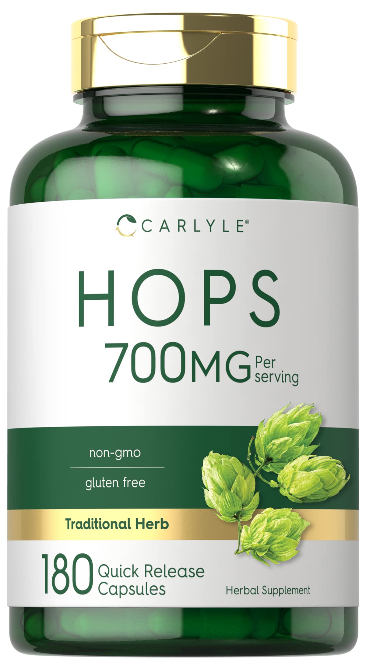 Carlyle Hops Supplement 700mg | 180 Capsules | Non-GMO & Gluten Free | Traditional Herb