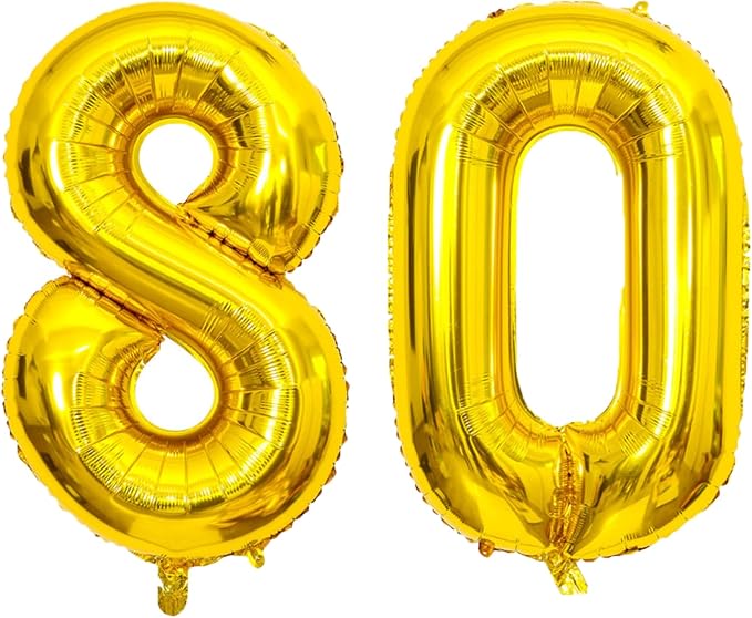 Gold Number Balloons Birthday Balloons - Giant Gold Number 80 Balloon 40 inch, Numbers Balloon 10th Birthday Decorations, Gold Party Supplies for Women Men
