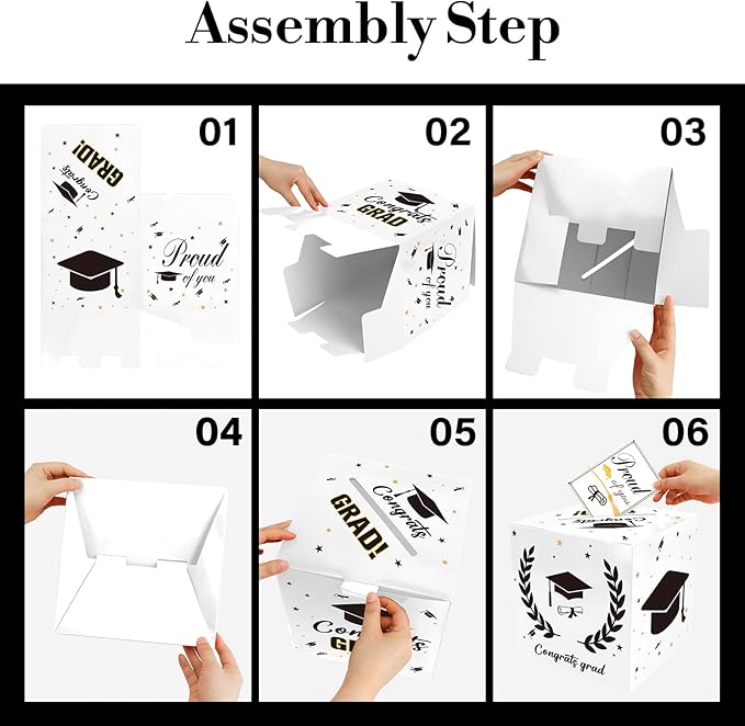 Graduation Card Box, 2026 Graduation Party Decorations, Card Boxes for Graduation 2026, Graduation Box Holder, Grad Box for Gift and Cards, Card Box for Graduation Party Supplies Party Favors, White