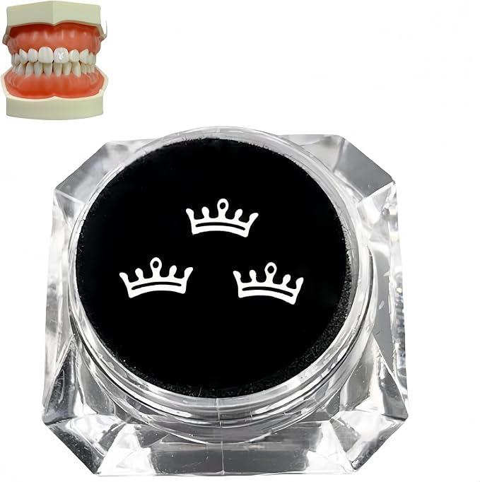 Tooth Gems Silver Alloy Ultra-Thin 3-Pack Reusable Trendy Spider Butterfly Rabbit Multi-Use Women Party Nail Art (Silver,Crown A)