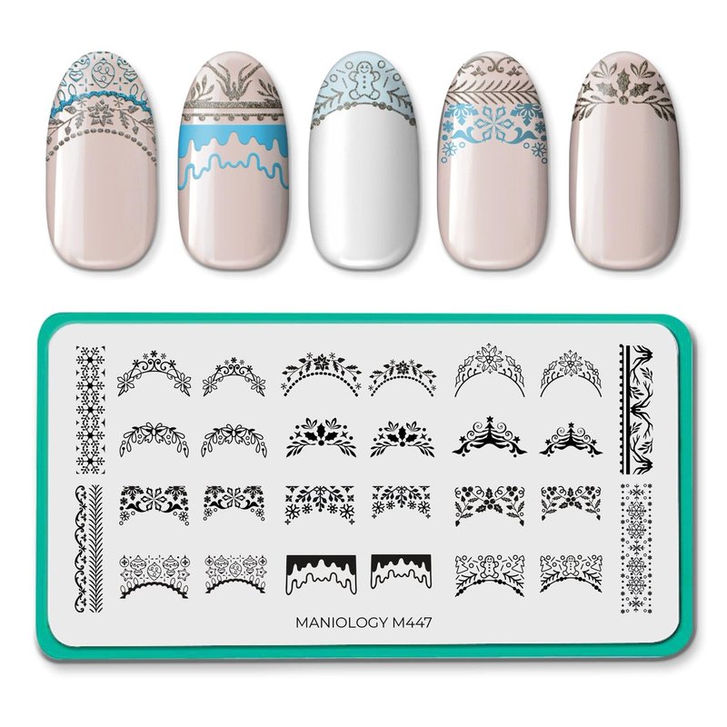 Maniology Holiday Cheer Nail Stamping Plate Set | 3-Piece Christmas-Themed Manicures, Winter-Inspired Nail Designs – Reusable, Rectangular Stainless Steel Nail Art Templates for DIY Manicures