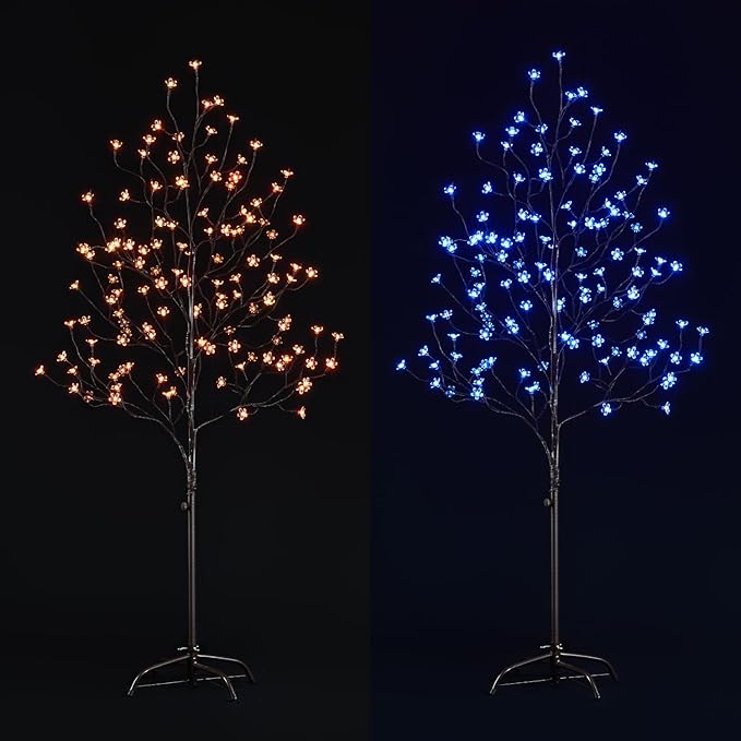 Lightshare 5FT 128L Lighted Cherry Blossom Tree RGB with Remote Control, 16 Color-Changing Modes, Decorate Home Garden, Spring, Summer, Wedding, Party, for Indoor and Outdoor Use