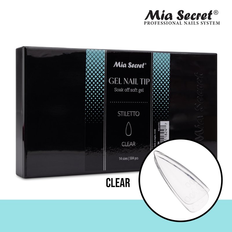 Mia Secret Soak off CLEAR Soft Gel Nail Tip MADE IN USA for Salon and DIY (Clear 504 Tips, Stiletto)