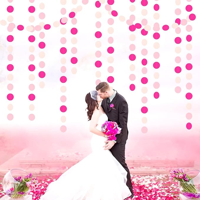 Hot-Pink Party-Decorations Paper-Garland Streamers Banner - 52Ft Galentines Valentines Day Girl Birthday Flamingo Baby Shower Engagement Wedding Bachelorette Hanging Decor Ouruola