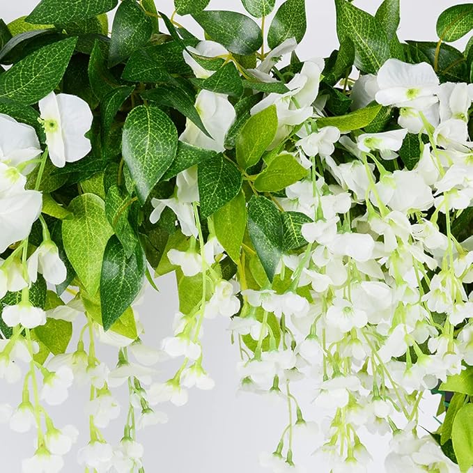 Wisteria Garland 5pack 33Ft Artificial Fake Wisteria Vine Hanging Flowers Fake Vines Plants