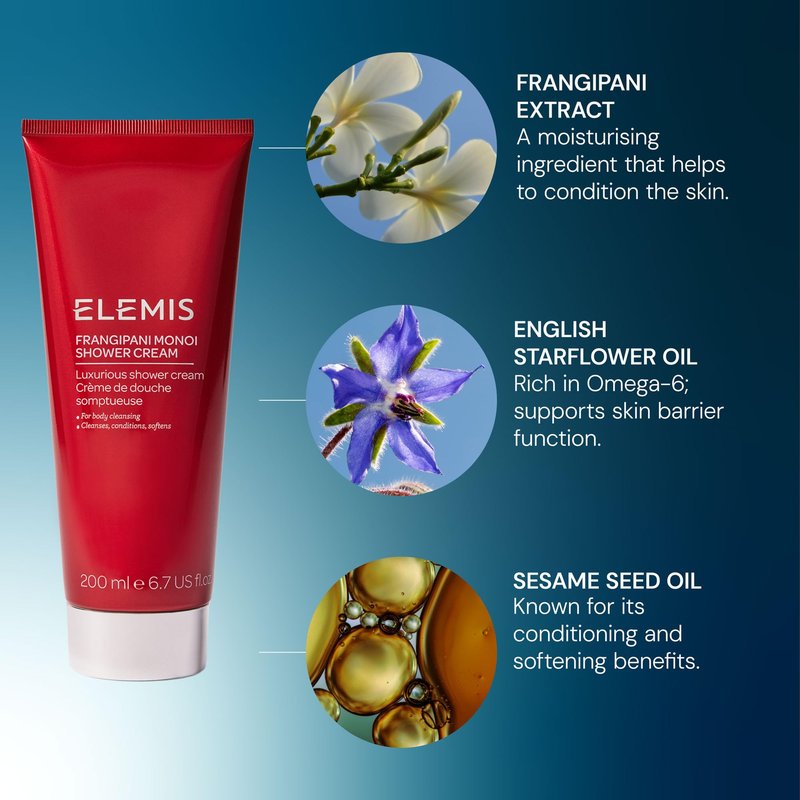 ELEMIS Frangipani Monoi Luxurious Shower Cream, 6.7 Fl Oz