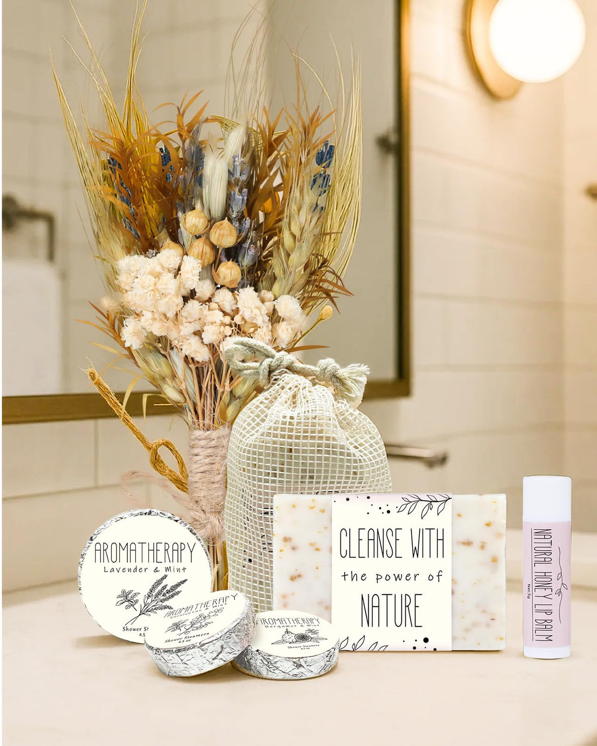 JMHACHY Spa Gifts for Women - Mothers Day Gift Basket for Her, Natural Themed Self Care Kit, Birthday Anniversary Care Package Ideas for Wife Girlfriend Mom from Daughter Husband Friend, 8PCS Items