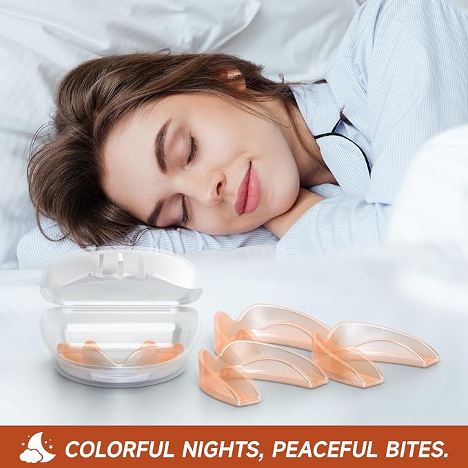 4 Pack Orange Mouth Guards for Women and Teens, Medium Size, Moldable Night Guards for Teeth Grinding and Clenching, Comfortable Bite Guards, Stylish Custom Dental Guards for Protection