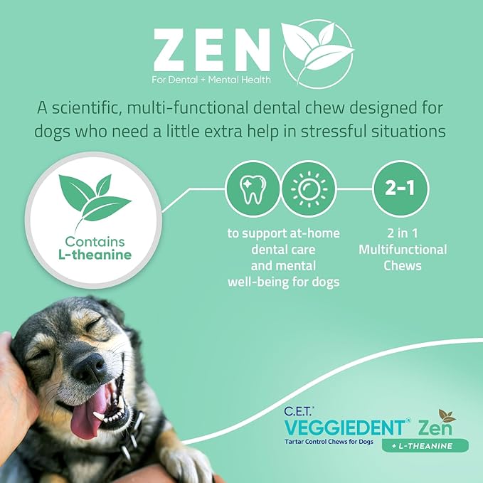 Virbac C.E.T. VEGGIEDENT Zen Tartar Control Chews for Dogs - Small
