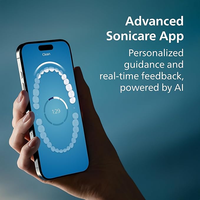 Philips Sonicare DiamondClean 9900 Prestige Electric Toothbrush - with SenseIQ Technology and Advanced AI App, 5 Brushing Modes, 3 Intensity Levels, Charging Travel Case, Champagne, HX9990/11