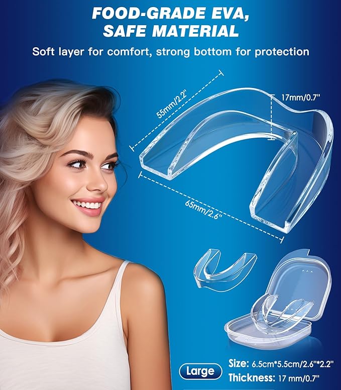 Mouth Guard for Grinding Teeth at Night,Teeth Grinding Mouth Guard for Sleep,Reusable Guard for Sleeping,4 Pack/Large Size,Transparent