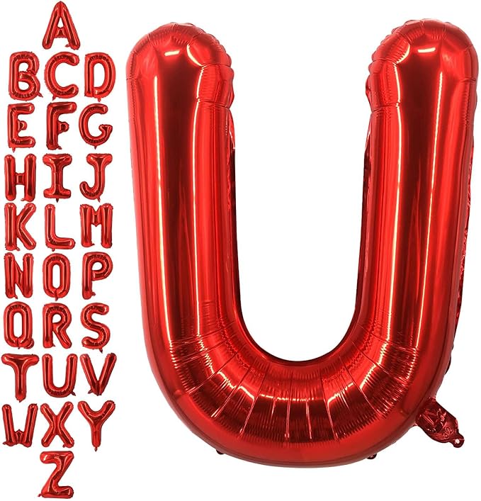 40 Inch Red Letter U Balloons, DIY Phrase Foil Alphabet Letter U Balloons DIY Word U Banner for Birthday Anniversary Celebration Graduation Party Supplies Decoration