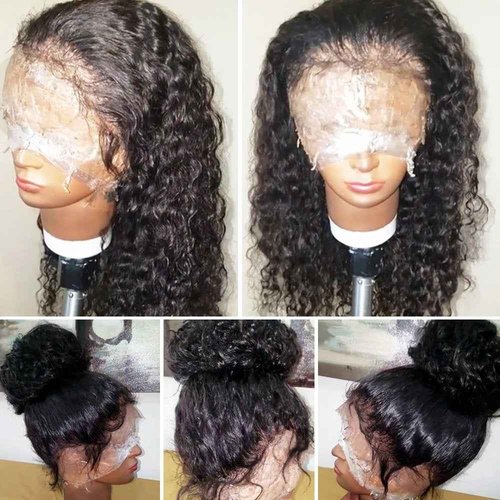 JYZ Burmese Curly Hair Lace Front Wigs Human Hair 180% Density Pre Plucked Bleached Knots with Baby Hair 13X4 HD Lace Brazilian Wet Raw Human Hair Wigs 18 Inch Free Part Natural Color