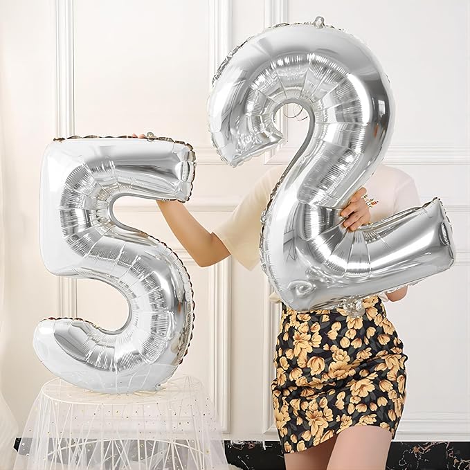 40 Inch Silver Number Balloons, Helium Mylar Foil Number Balloons for Birthdays, Number 5 Balloon for Party Wedding Bachelorette Birthday Bridal Shower Anniversary Celebration Party Decorations