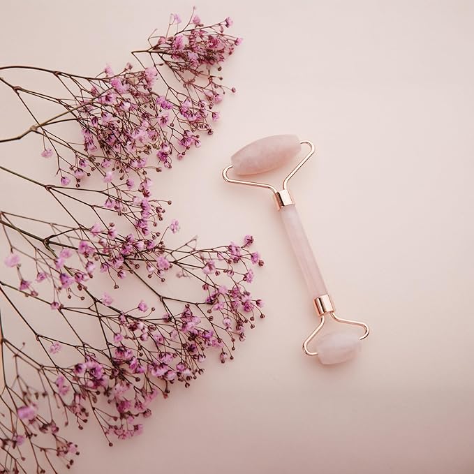 Yobee Face Roller Massager, Rose Quartz, Gua Sha Anti Aging Wrinkles Puffiness Acupressure Facial Skin Care Gift for Women