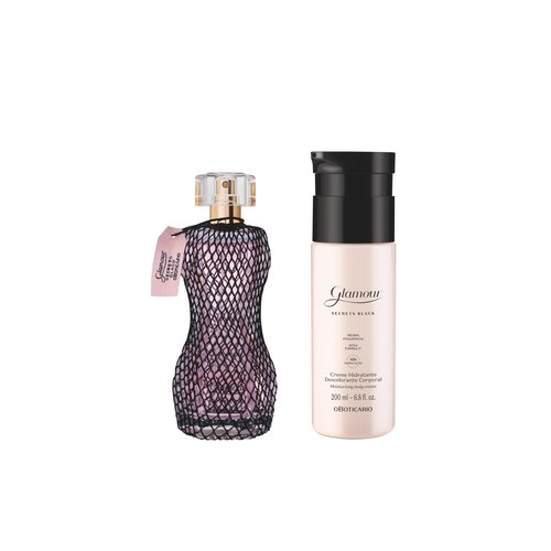 Glamour Secret Black Bundle: Eau de Toilette (2.5 Fl Oz) & Moisturizing Body Lotion (6.7 Oz)