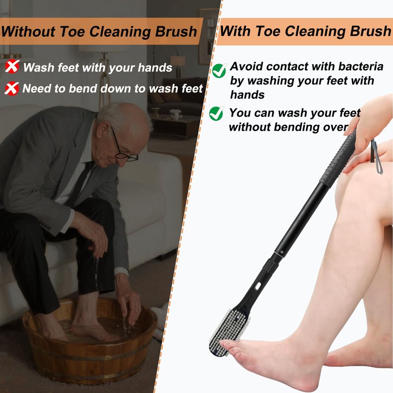 Gobiteli Foot Scrubber with Foot Files for Feet, 18.8"-26" Telescopic Long Handle Foot File for Feet Care Remove Hard Skin, Foot Brush for Shower for Seniors,Men and Women
