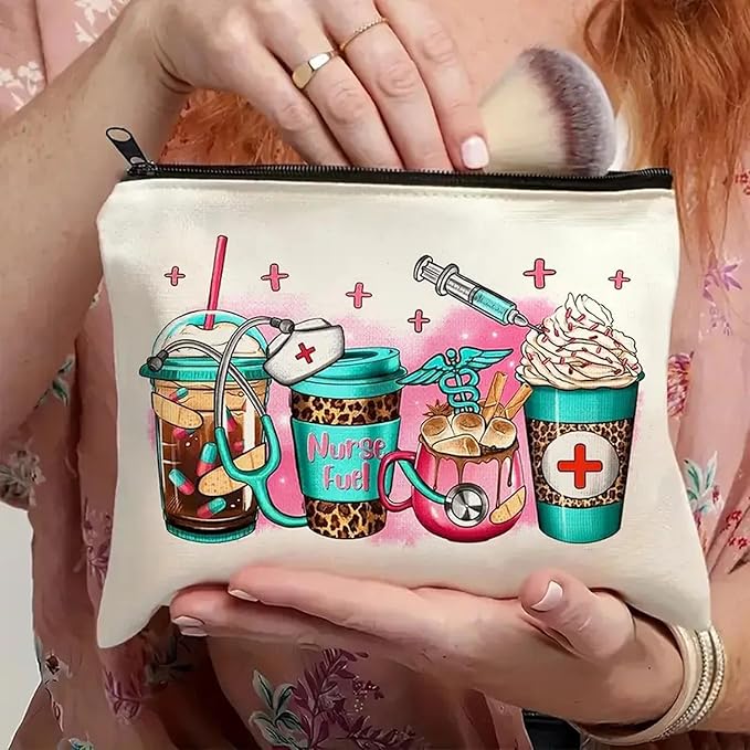 GRITOSE Fashion Nurse Makeup Bag Leopard Print designs Nurse Accessories for Work,Survival Kit Cosmetic Bag Nursing,Nurse Gifts for Nursing Student,Nurse Accessories with Zipper