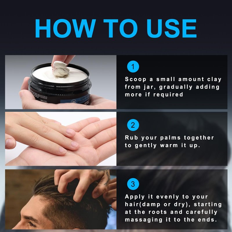 JVR Hair Clay for Men and Women, Medium Hold Matte Finish Hair Clay, Texturizing Clay Hair Product Men with Natural and Organic Ingredients, Easy To Wash Out, For All Hairstyles Cream (2.86 oz)