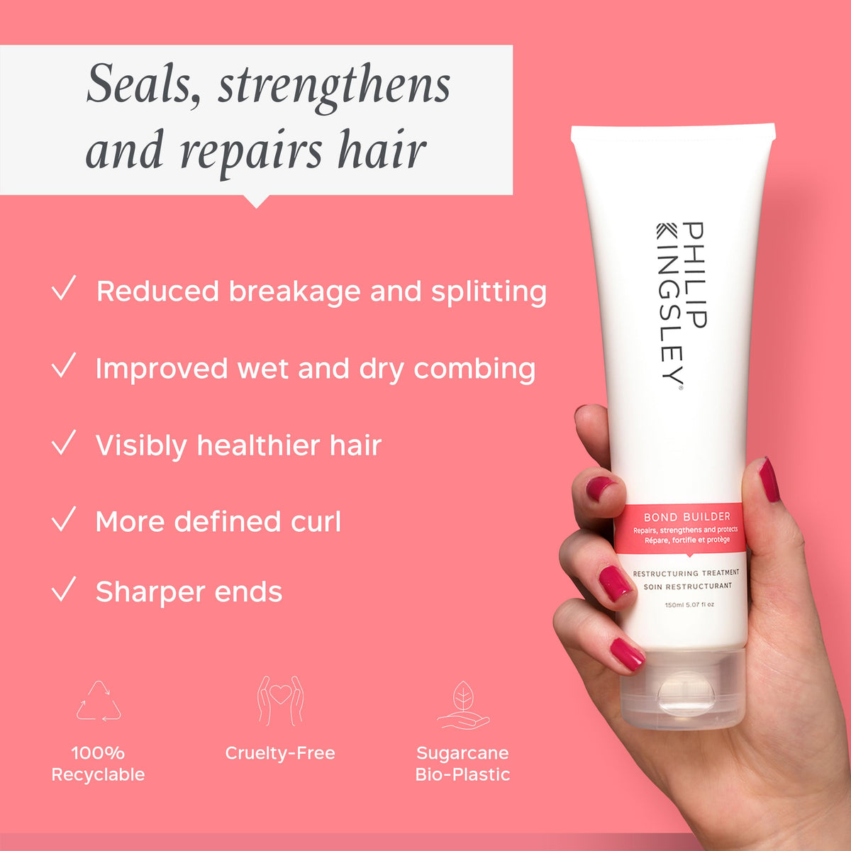 PHILIP KINGSLEY | Bond Builder Restructuring Treatment Hair Repair Mask | Treatment for Damaged, Bleached, Colored Hair | Breakage and Split Ends Treatment | 1.35oz