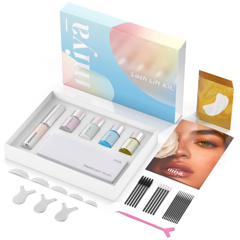 Keratin Lash Lift Kit | Eyelash Perm Kit | Semi-Permanent LVL Curling & Lifting Eyelashes | Lasts Up to 6 Weeks | Includes All Tools | Home & Salon Use | Vegan Eyelash Lift Kit | Miya Lash