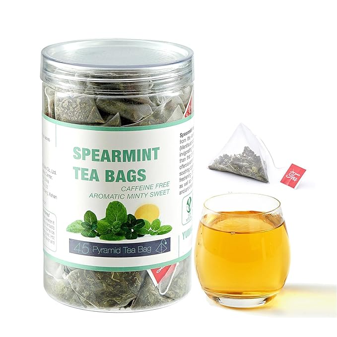 45 Spearmint Tea Bags - Traditional Herbal Mint Tea - Dried Spearmint Leaves - Caffeine-Free