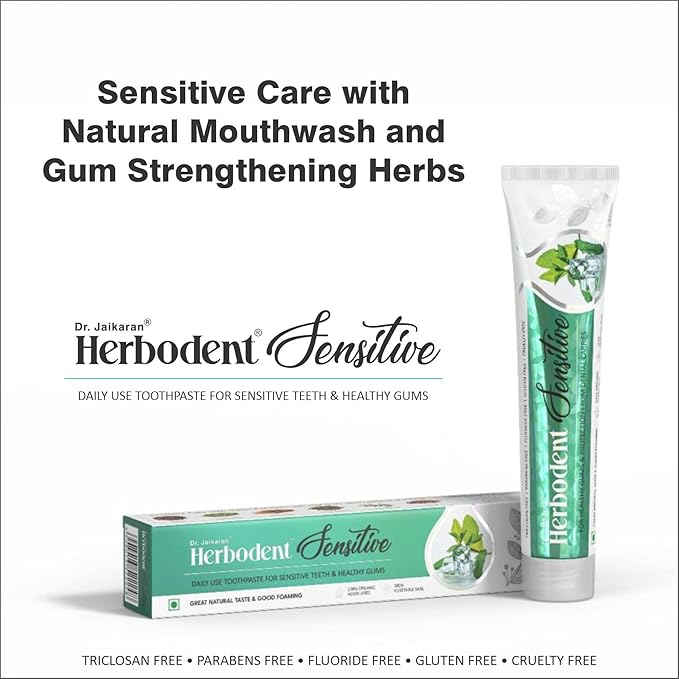 Herbodent® Sensitive Toothpaste - 6.53 Oz Pack of 2 | Enamel Repair & Cavity Protection, Fluoride Free, Sensitive Care with Natural Mouthwash & Gum Strengthening Herbs - Clove, Tomar, Long Pepper...