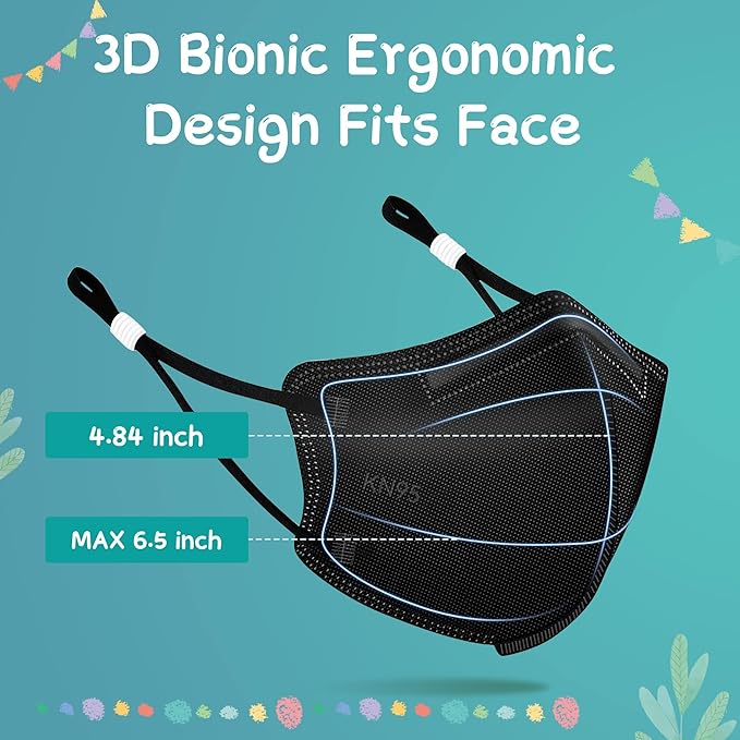 Funight Kids Face Mask, KN95 50 Pack Kids Masks 5-Layer Breathable, Disposable Masks With Adjustable Buckle for Boys Girls