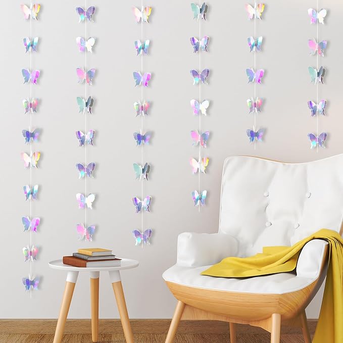 Zonon 8 Pieces 3D Butterfly Hanging Garlands Decoration Butterfly Paper Party Streamers Backdrop for Wedding Birthday Fairly Baby Shower Holiday Party Decorations (2.8 x 2.4 Inches)