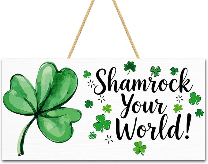OHOME St Patricks Day Decorations - Hanging Wooden Sign for Wall Home Door Birthday | Shamrock Decorations Wood Wreaths Irish St Patty's Day Accessories Party Favors - St. Patrick's Day Decor