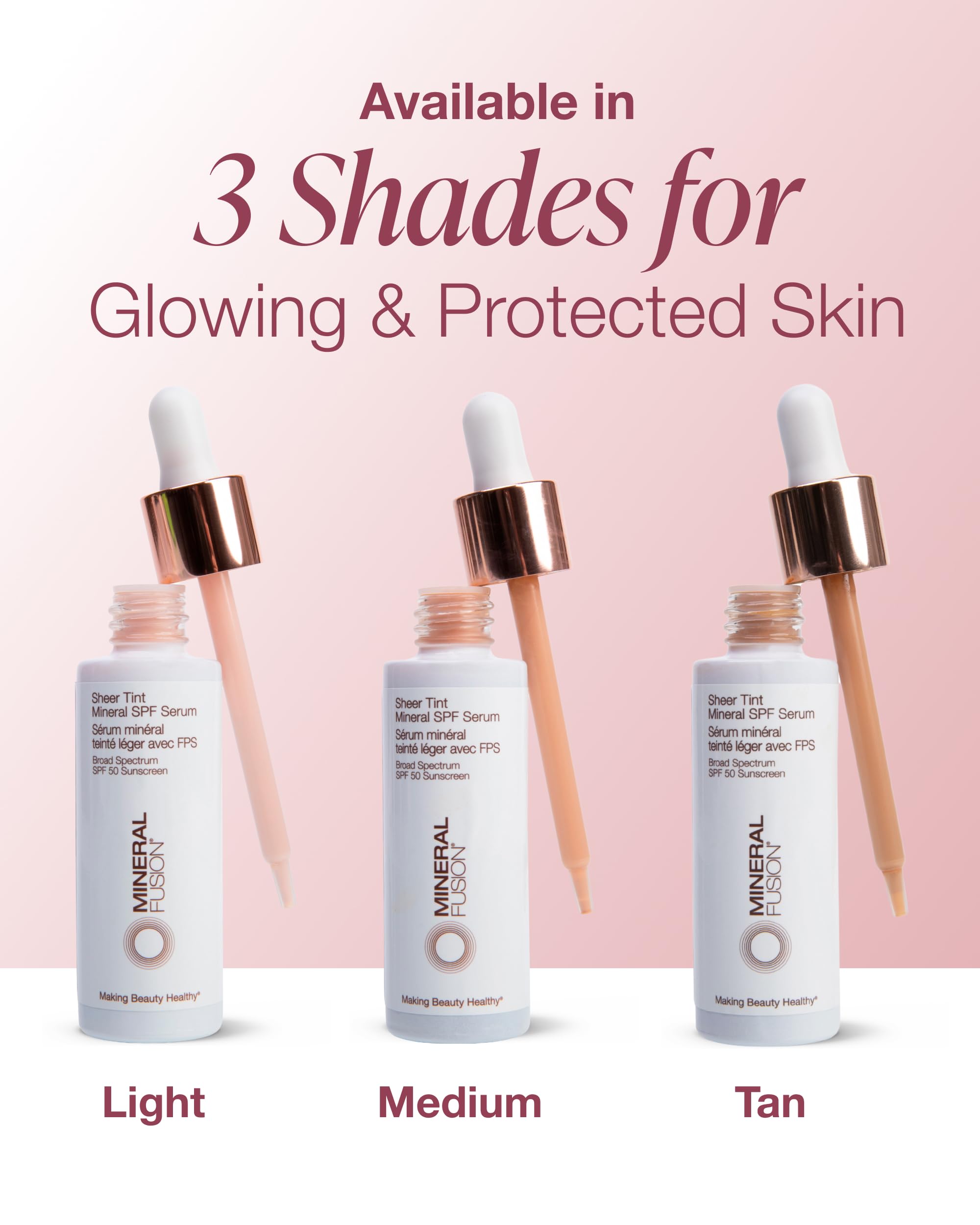 Mineral Fusion Sheer Tint Mineral SPF 50 Face Serum (Tan), 1 Fl Oz