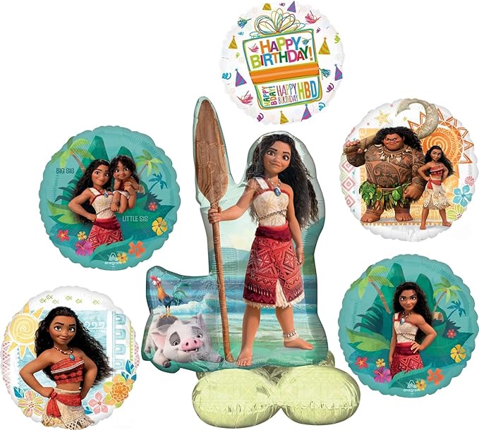 Moana's Birthday Party Supplies Airloonz and Foil Balloon Bouquet Decorations